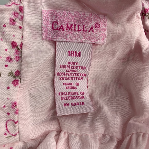 Camilla Girls Pink Dress Sundress Floral Hearts - Picture 2 of 7
